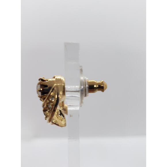 Vintage convertible Rhinestone Earring Jackets Crystal Stud gold toned - Picture 10 of 11